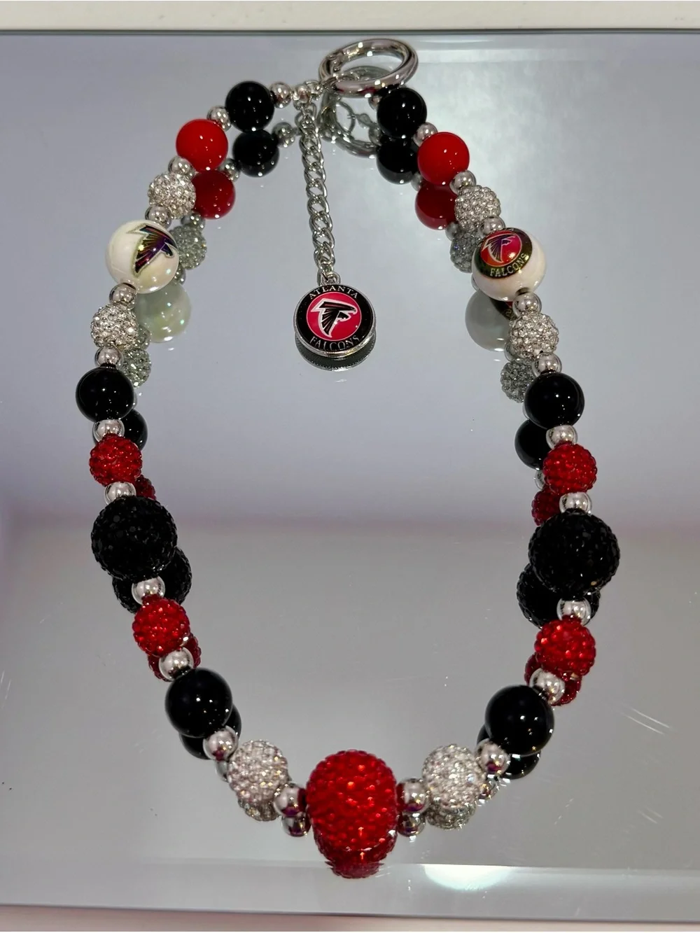 New Red & Black Beaded Charm Phone Chain